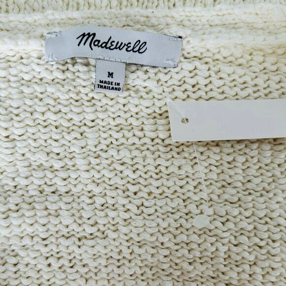 MADEWELL Women’s Deep-V Boxy Cotton Pullover Sweater Bright Ivory-Size M - Picture 5 of 6